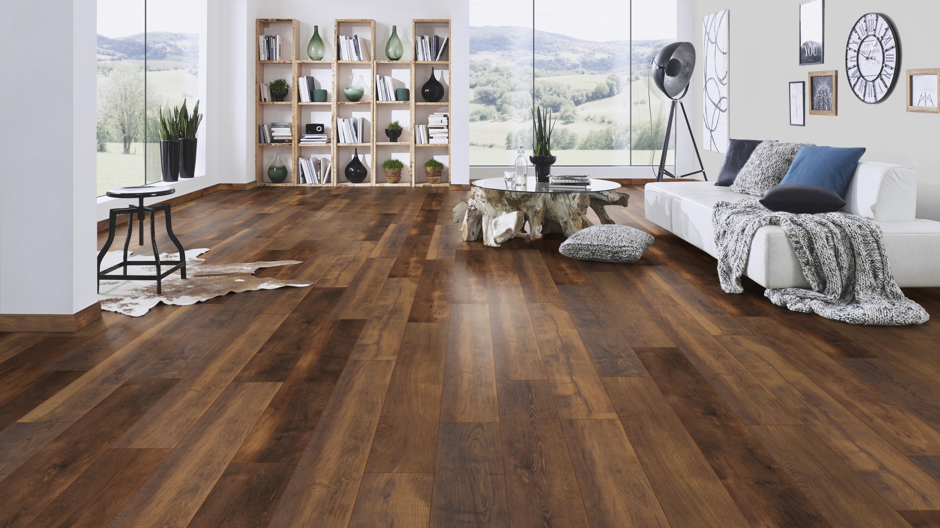 K411 Laguna Oak' flooring enhancing a bedroom's cozy aesthetic with its warm oak tones.