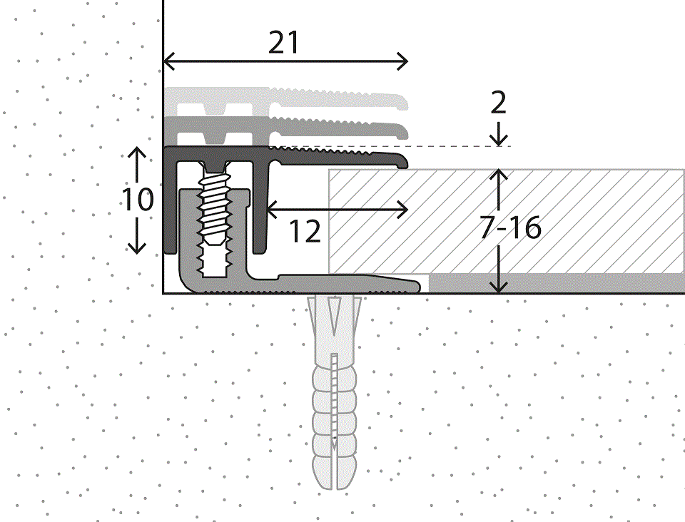 A004 Silber Abschlussprofil für Laminatböden, 900 mm