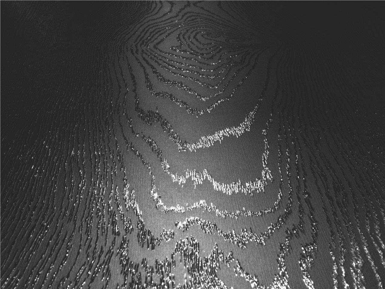 Black and white photo of decor showing wave features.