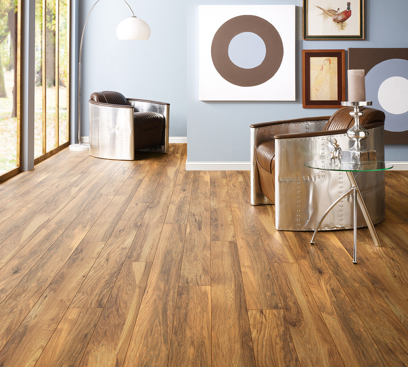 8155 Appalachian Hickory' flooring adding a cozy, rustic charm to a modern living room.