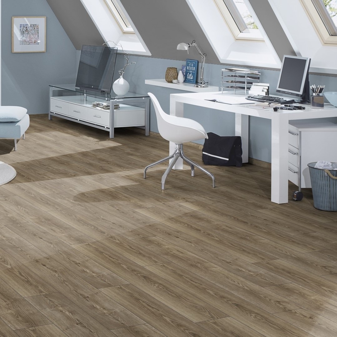 K482 Twiling Sterling Oak' flooring adding sophistication and professionalism to a modern office.