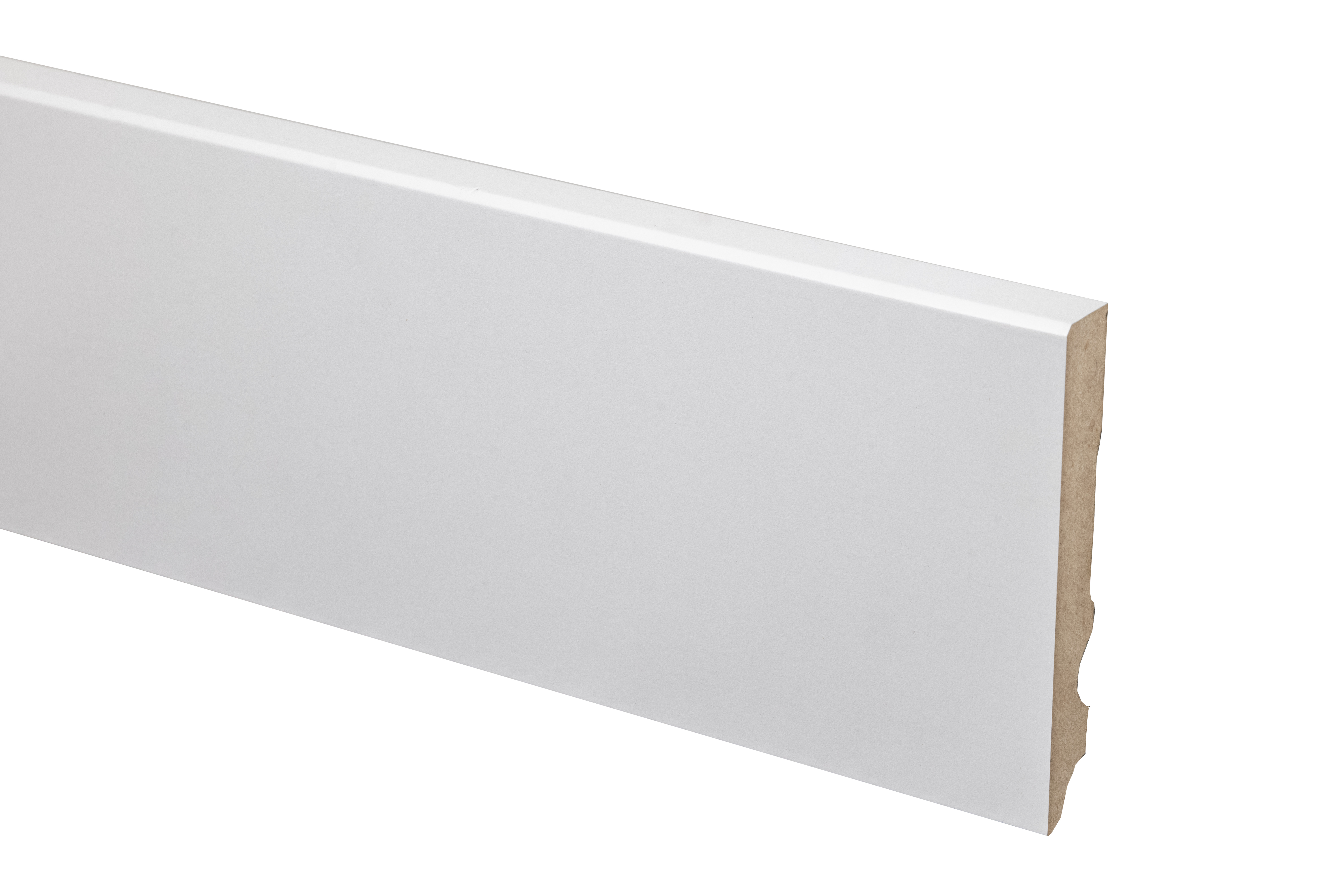 9002 White MDF Skirting Board, square cut, 100 mm