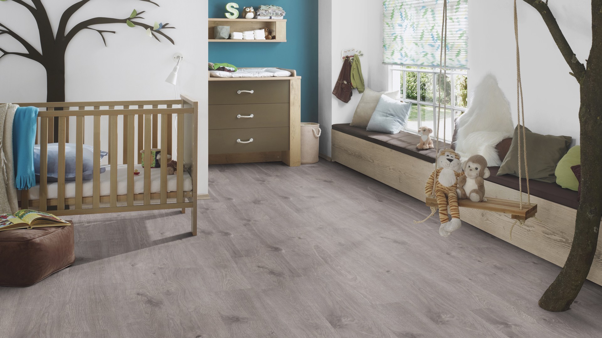 Child-friendly laminate floor – K395 Tornado Oak offering elegance and resilience for children’s spaces