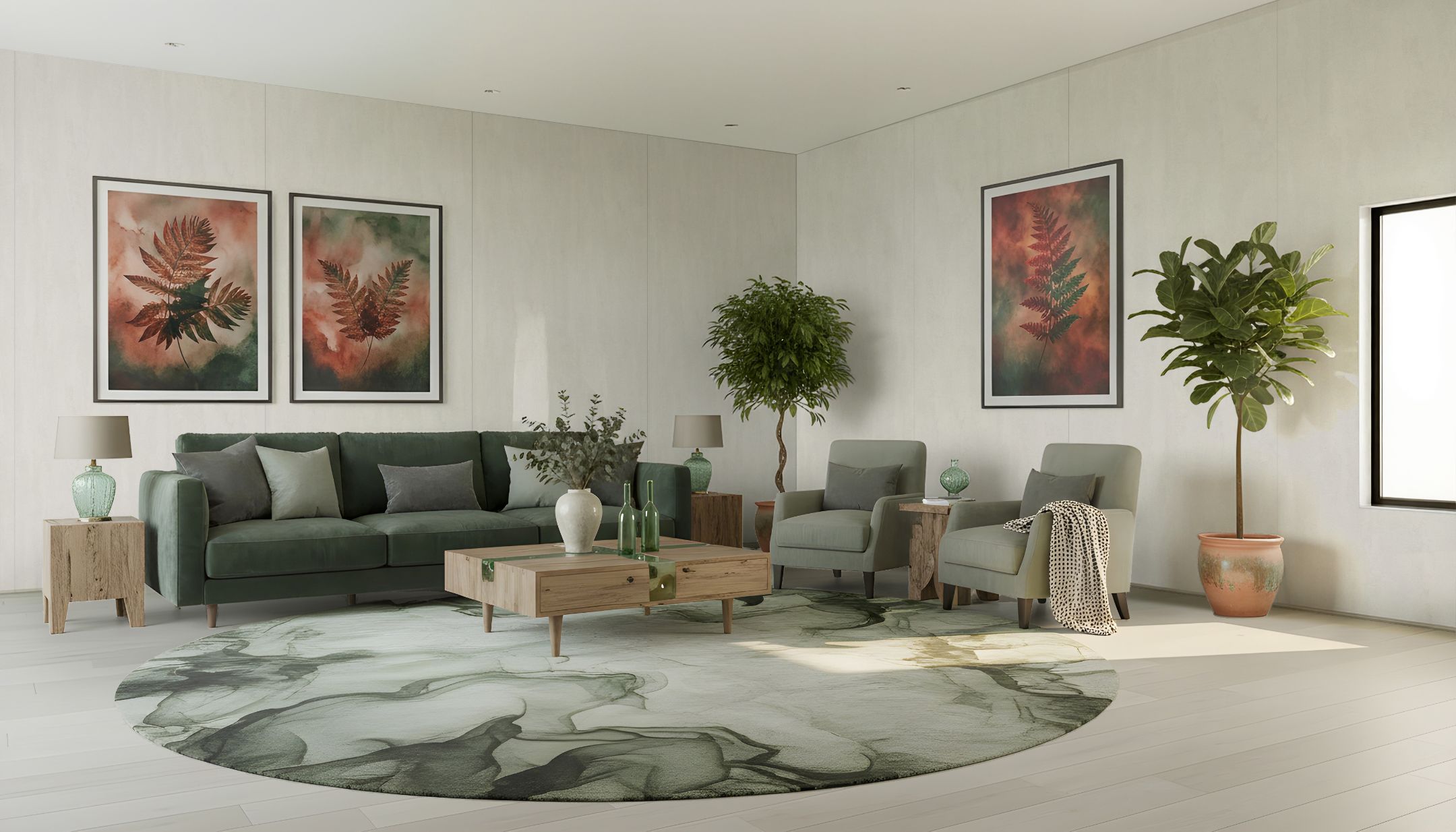 Modern living room interior with 2026 color palette - Before