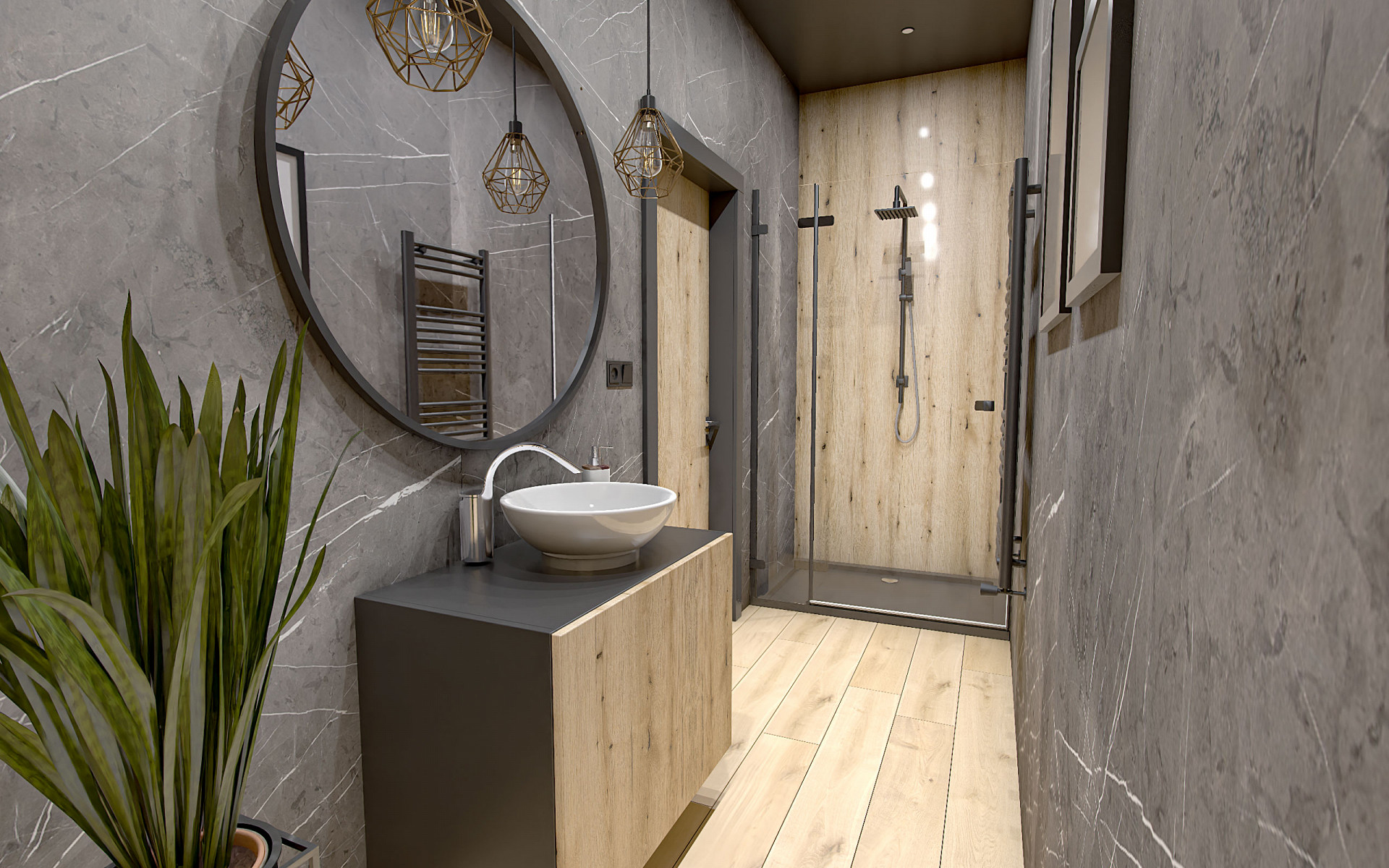 Bathroom featuring the elegant R077 Barista, adding a touch of sophistication with its coffee-inspired design.