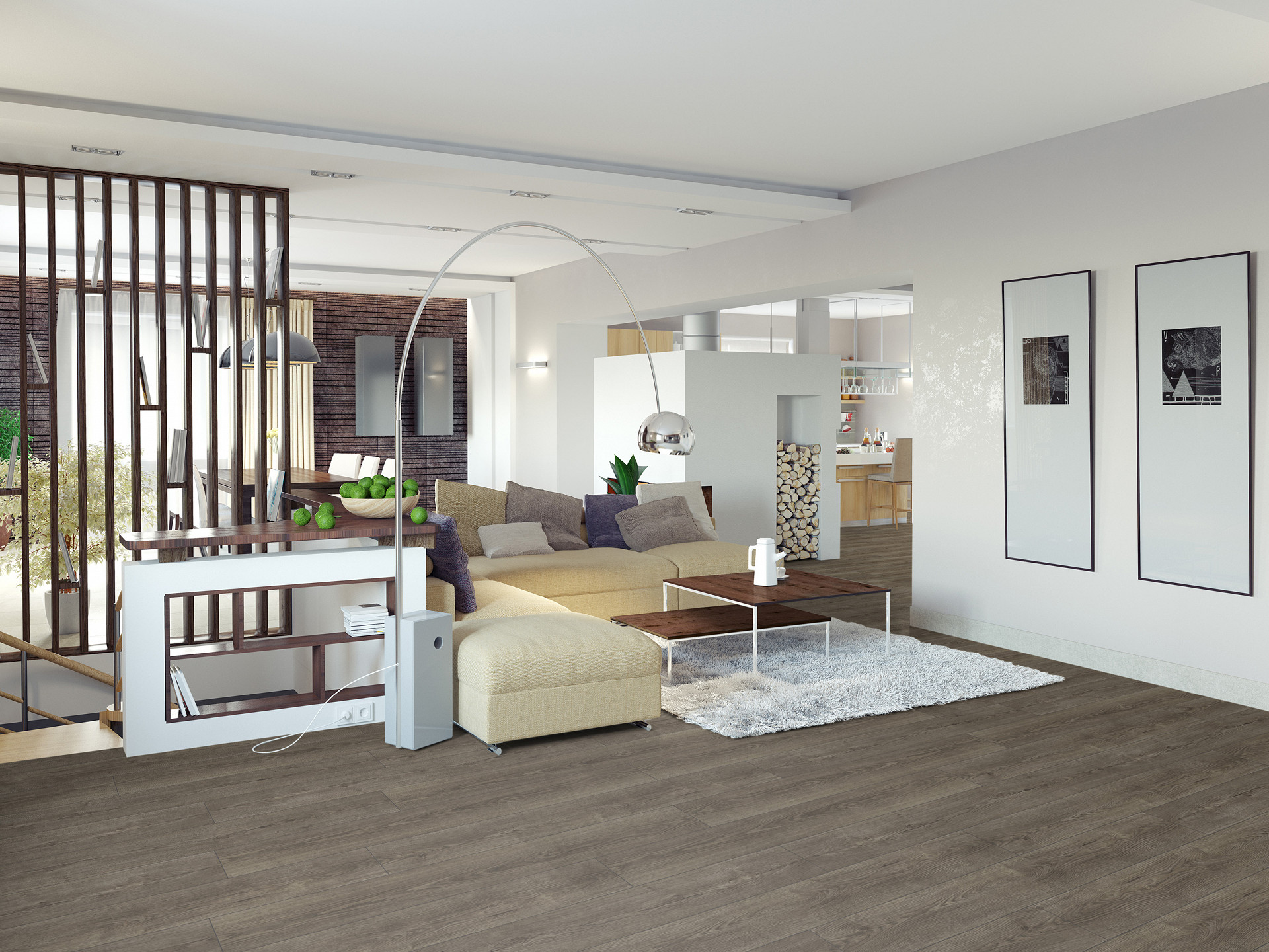 K482 Twiling Sterling Oak' flooring creating a serene and inviting atmosphere in a cozy living room.