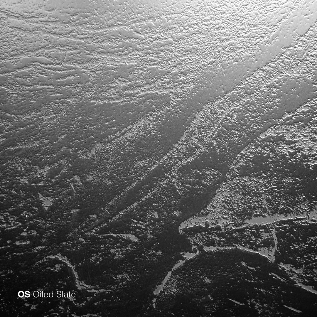 Laminate flooring, reproducing the look of grey stone. K387 Silverado Slate has an Olied Slate texture and is stain resistant.