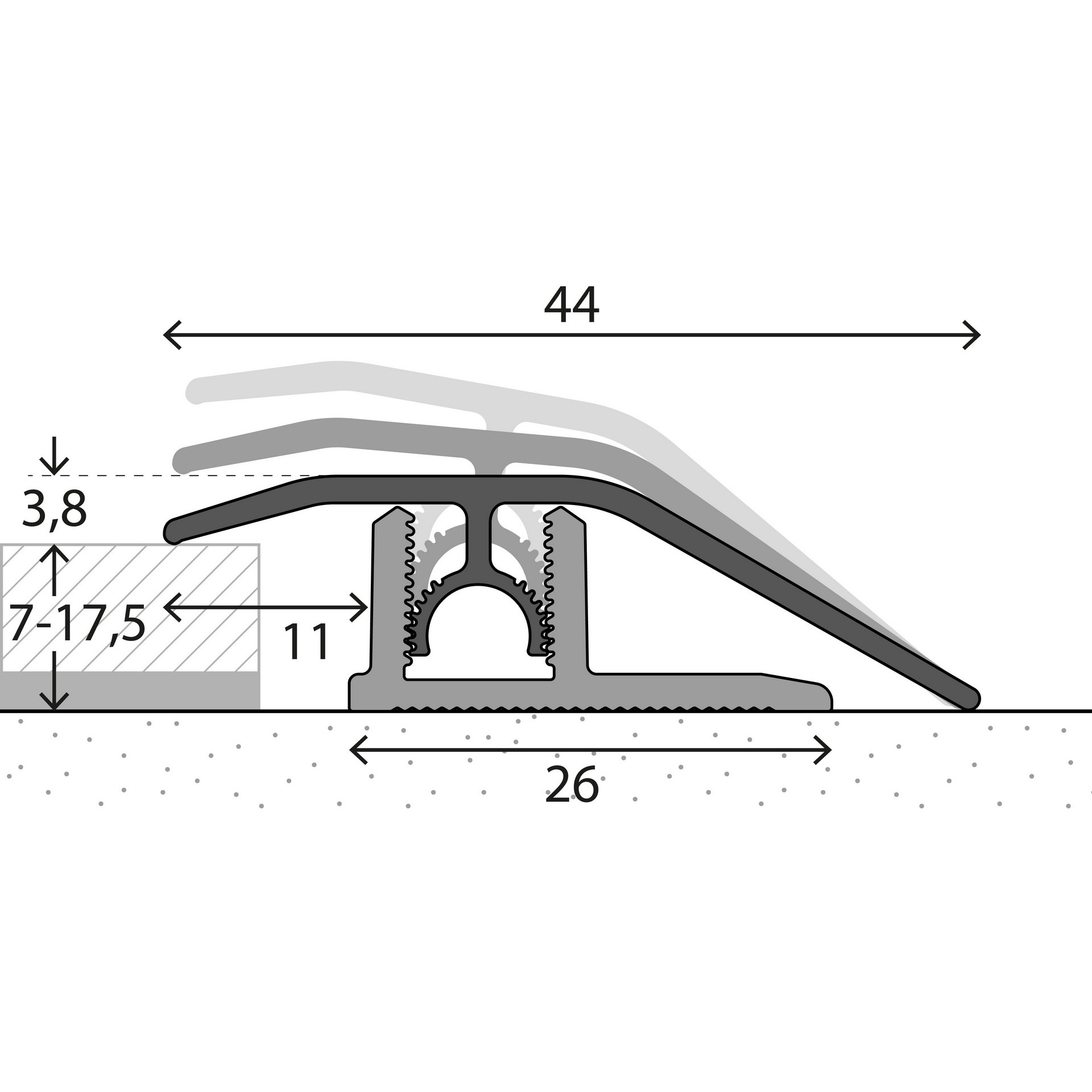 The frame moulding is made of aluminium, is easily applied with a click-profile system and is coloured silver.
