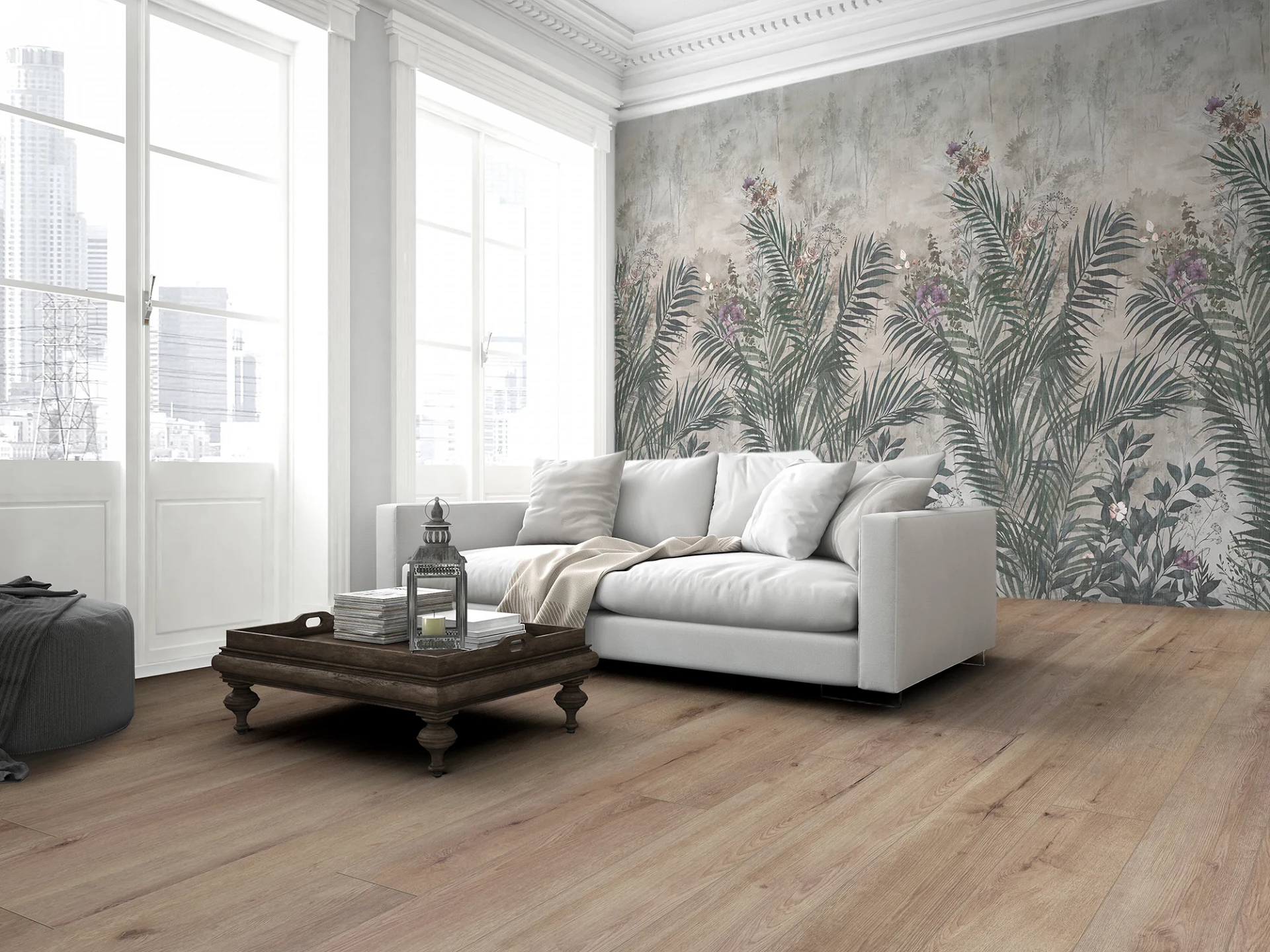 Golden Cane R161 A panel as accent wall in living room – paired with light furniture