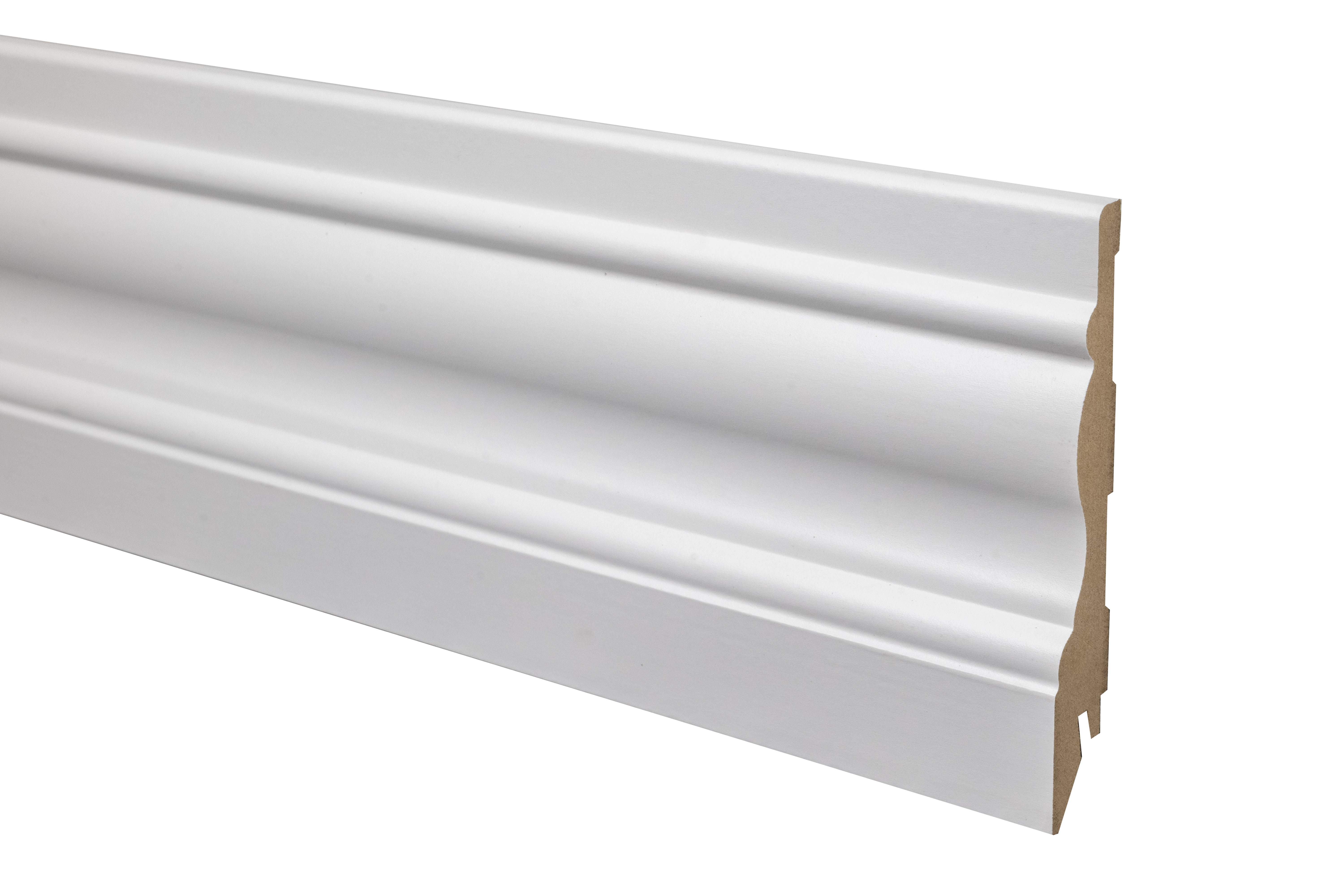 9002 White MDF Skirting Board, shaped cut, 120 mm