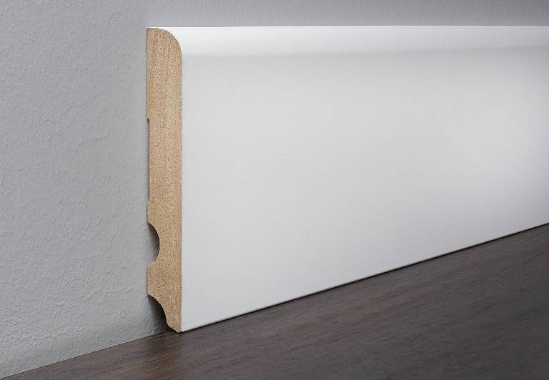 9002 White MDF Trend skirting board roundet 90mm x 16mm