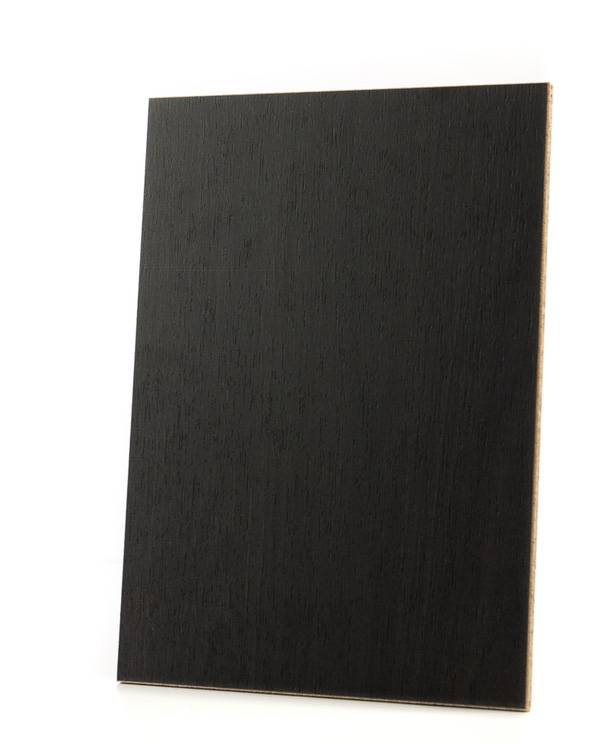 K016 Carbon Marine Wood sample, medium-fine texture, carbon black hue.