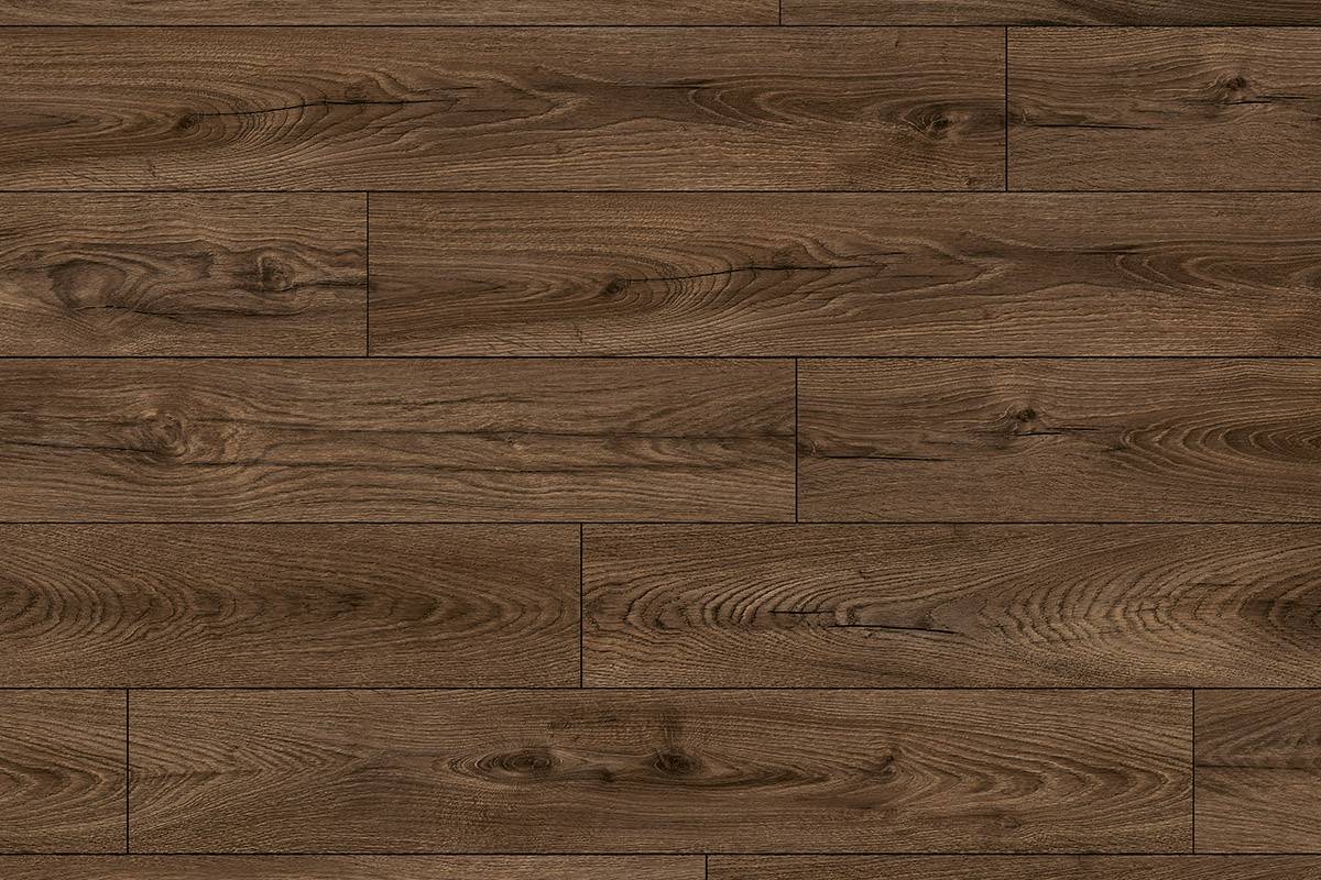 Close-up of 'K479 Espresso Carpenter Oak' flooring emphasizing detailed oak-like grain patterns and deep espresso hues.