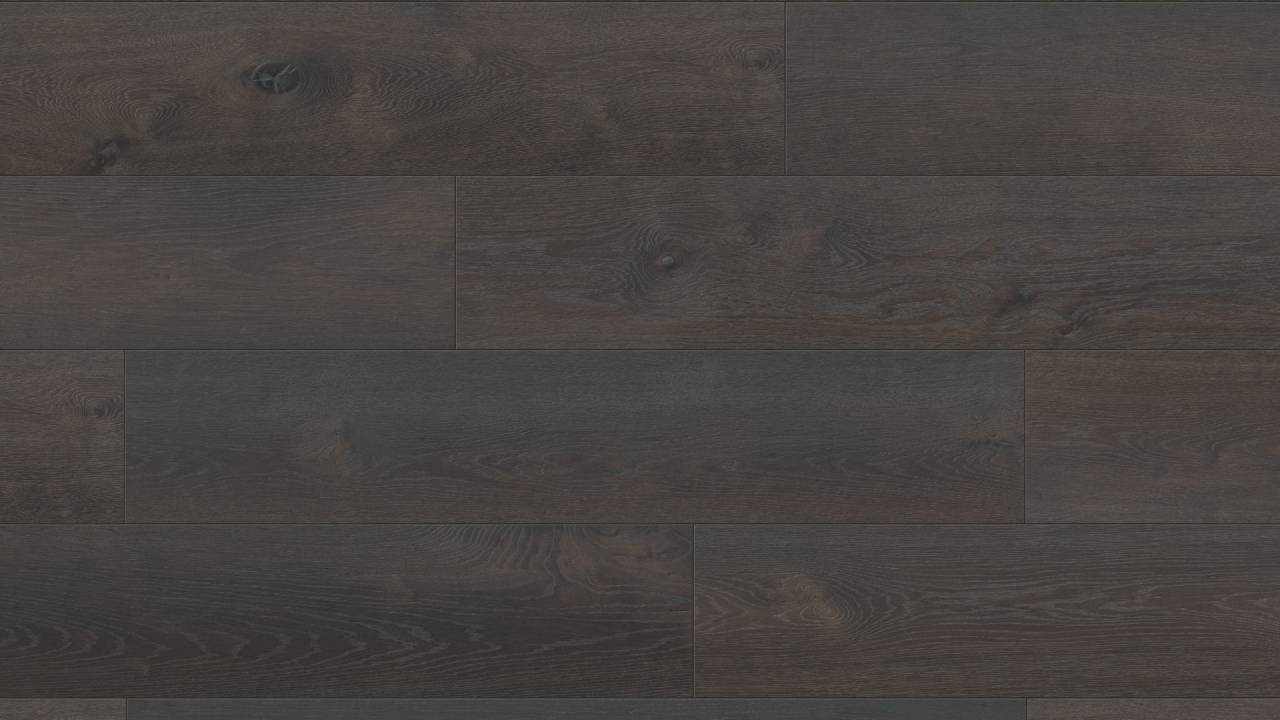 Винилова настилка R064 Eboniza в тъмно кафяв дървесен дизайн, с изглед на цяла дъска и широка ламела