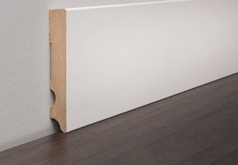 9002 White MDF Skirting Board, square cut, 100 mm