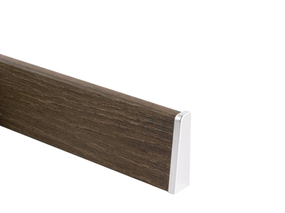 Finishing plugs of the German brand Add2® for MDF and PVC skirting boards with a height of 58 mm. Colour: silver.