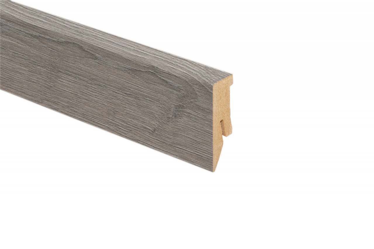 MDF floor sill 67268 with cable channel and height 50 mm. Length 2.6 m.Suitable for laminate flooring in grey-brown colour.