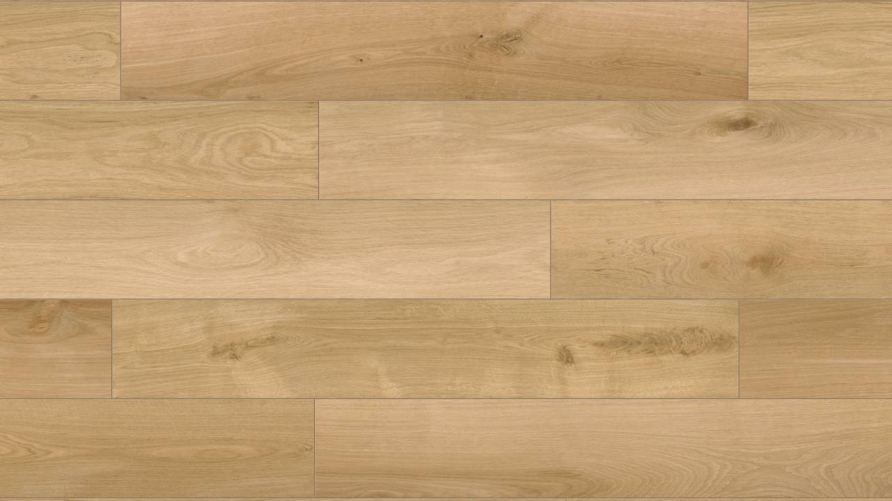 Close-up view of R073 Scandipure SPC flooring, showcasing its light, natural wood texture.