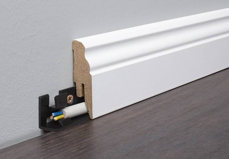 9002 White MDF Trend skirting board profiled,58 mm x 17